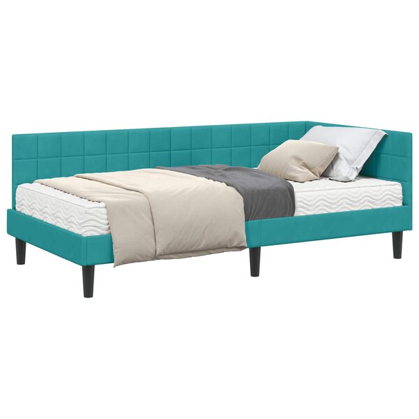 vidaXL Cadre de lit d'angle avec matelas 2 pc Turquoise 90 x 200 cm