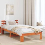 vidaXL Cadre de lit avec tête de lit Brun cire 80 x 200 cm Pin massif