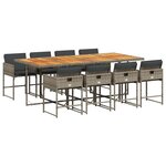 vidaXL Ensemble à manger de jardin 9 Pièces coussins gris résine tressée