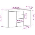 Buffet vidaXL Gris béton Bois d'ingénierie 120 x 36 x 69 cm Rangement