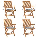 vidaXL Chaises pliables de jardin avec coussins lot de 4 Teck solide