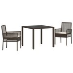 vidaXL Ensemble de salle à manger pour jardin 3 Pièces Marron polyrotin
