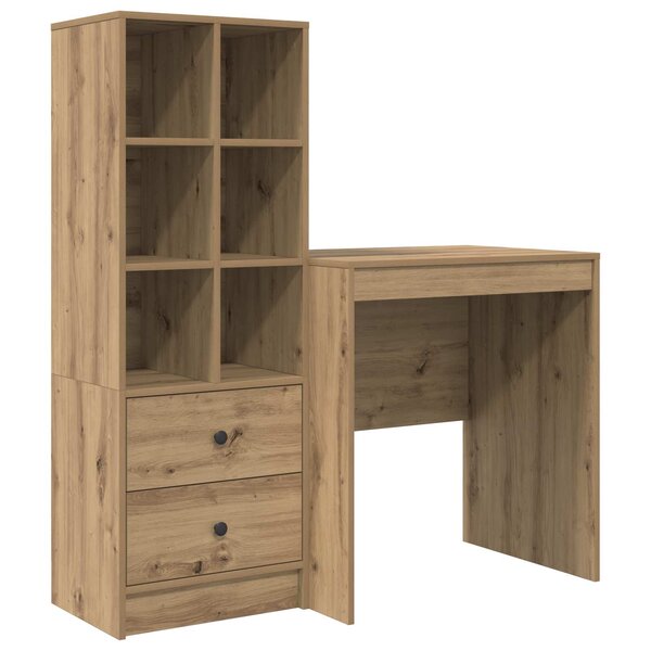 vidaXL Bureau avec tiroir avec étagère 2 Pièces Chêne artisanal