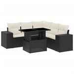 vidaXL Salon de jardin 6 Pièces avec coussins noir résine tressée