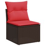 vidaXL Canapé de jardin sans accoudoirs avec coussins en polyrotin marron