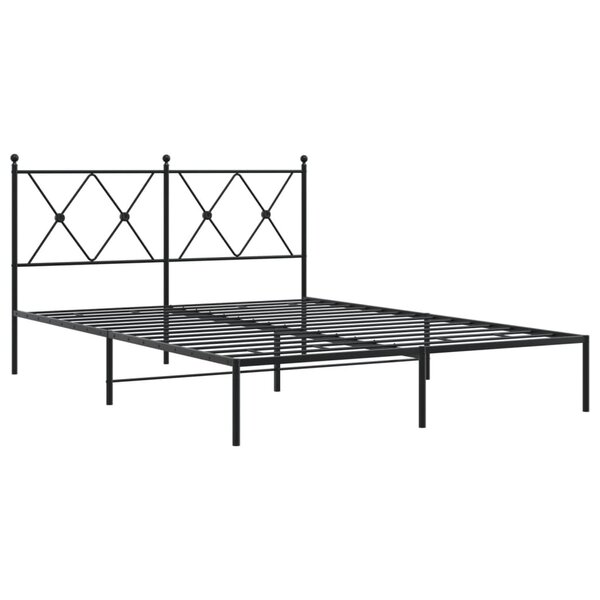 vidaXL Cadre de lit métal avec tête de lit noir 140x200 cm