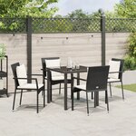vidaXL Ensemble de dîner jardin 5 pièces avec coussins - Poly Rattan noir