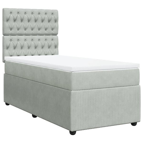 vidaXL Sommier à lattes de lit et matelas Gris clair 100x200cm Velours