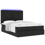 VidaXL Cadre de lit ottoman avec matelas noir 140x190 cm tissu