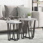 Table d'appoint vidaXL 2 Pièces Gris Sonoma en bois composite et métal