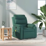 vidaXL Fauteuil de massage inclinable Vert foncé Tissu
