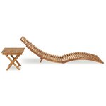 vidaXL Chaise longue pliable avec table Bois de teck solide