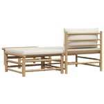 vidaXL Salon de jardin 3 Pièces avec coussins blanc crème Bambou