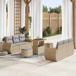 vidaXL Ensemble de canapé de jardin 9 Pièces Beige polyrotin