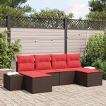 vidaXL Ensemble de canapé de jardin 6 Pièces Marron polyrotin