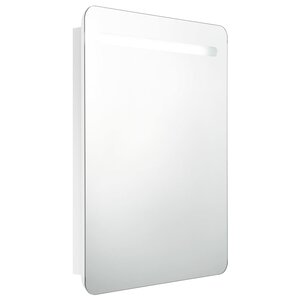 vidaXL Armoire de salle de bain à miroir LED Blanc brillant 60x11x80cm