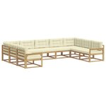 vidaXL Ensemble de canapés d'extérieur 9 pc Blanc et crème
