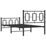 vidaXL Cadre de lit métal avec tête de lit/pied de lit noir 90x200 cm