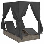 vidaXL Transat double avec toit Gris 205 x 129 x 200 cm Rattan PE