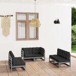 vidaXL Salon de jardin 6 Pièces avec coussins Bois de pin massif