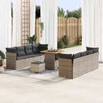 vidaXL Ensemble de canapé de jardin 11 Pièces Gris polyrotin