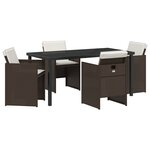 vidaXL Ensemble de salle à manger de jardin 5 pièces avec coussins marron rattan synthétique