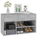 vidaXL Banc à chaussures Gris béton 80x30x45 cm Bois d'ingénierie