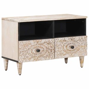 vidaXL Meuble TV Blanc 70 x 33 5 x 46 cm Bois de mangue massif