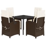 vidaXL Ensemble à manger de jardin 5 Pièces et coussins marron poly rotin