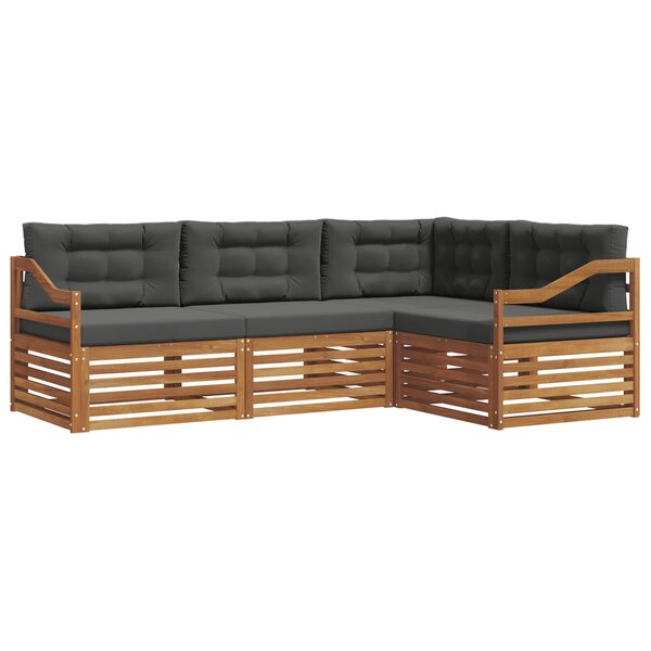 vidaXL Ensemble de canapés d'extérieur 4 pc Naturel et Anthracite