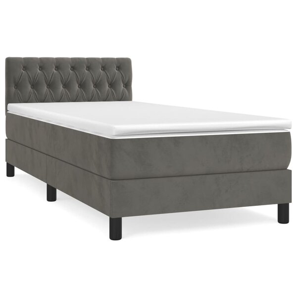 vidaXL Sommier à lattes de lit et matelas Gris foncé 90x190 cm Velours