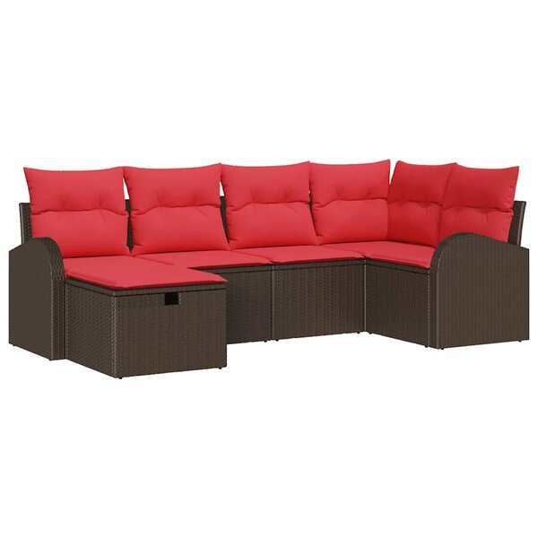 vidaXL Ensemble de canapé de jardin 6 Pièces Marron polyrotin