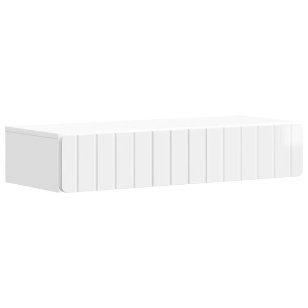 vidaXL Table d'appoint murale Blanc brillant 87 5 x 34 5 x 17 cm