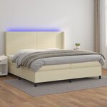 vidaXL Sommier à lattes de lit matelas LED Crème 200x200 cm Similicuir