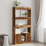 vidaXL Buffet haut vieux bois 92x33x180 cm bois d'ingénierie