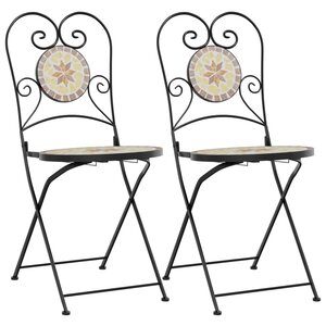 vidaXL Chaises de bistro pliables lot de 2 terre cuite blanc céramique