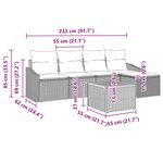 vidaXL Ensemble de Canapés de Jardin de 6 Pièces avec Coussins Noir Poly Rattan Acacia