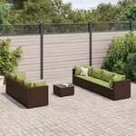 vidaXL Salon de jardin avec coussins 8 Pièces marron résine tressée
