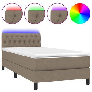 vidaXL Sommier à lattes de lit avec matelas LED Taupe 90x190 cm Tissu
