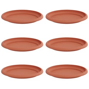 vidaXL Plateau à fleurs rond 6 Pièces Rouge brique Ø 19 x 2 cm Plastique