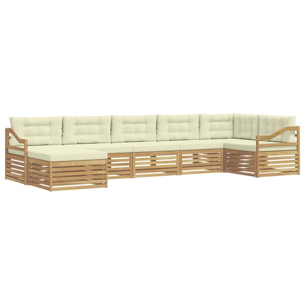 vidaXL Ensemble de canapés d'extérieur 7 pc Blanc et crème