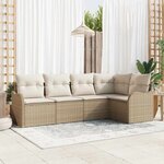 vidaXL Ensemble de canapé de jardin 5 Pièces Beige Poly rotin