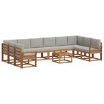 vidaXL Ensemble de canapés d'extérieur 11 pc Gris Naturel et Clair