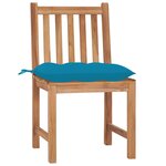 vidaXL Chaises de jardin lot de 4 avec coussins Bois de teck massif