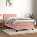 vidaXL Sommier à lattes de lit avec matelas Rose 100x200 cm Velours