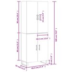 vidaXL Buffet haut Blanc 69 5x34x180 cm Bois d'ingénierie