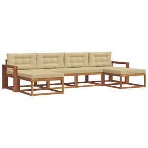 vidaXL Ensemble de canapés d'extérieur 6 pc Naturel et Beige