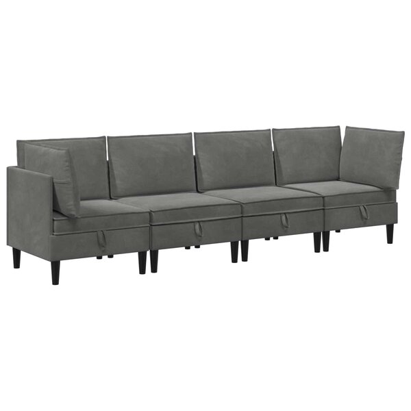 vidaXL Ensemble de meubles pour le salon 4 Pièces Gris foncé Velours