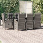 vidaXL Ensemble à manger de jardin 9Pièces et coussins noir et gris