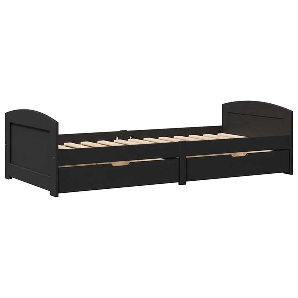 vidaXL Lit de jour avec 2 tiroirs sans matelas IRUN noir 90x200 cm